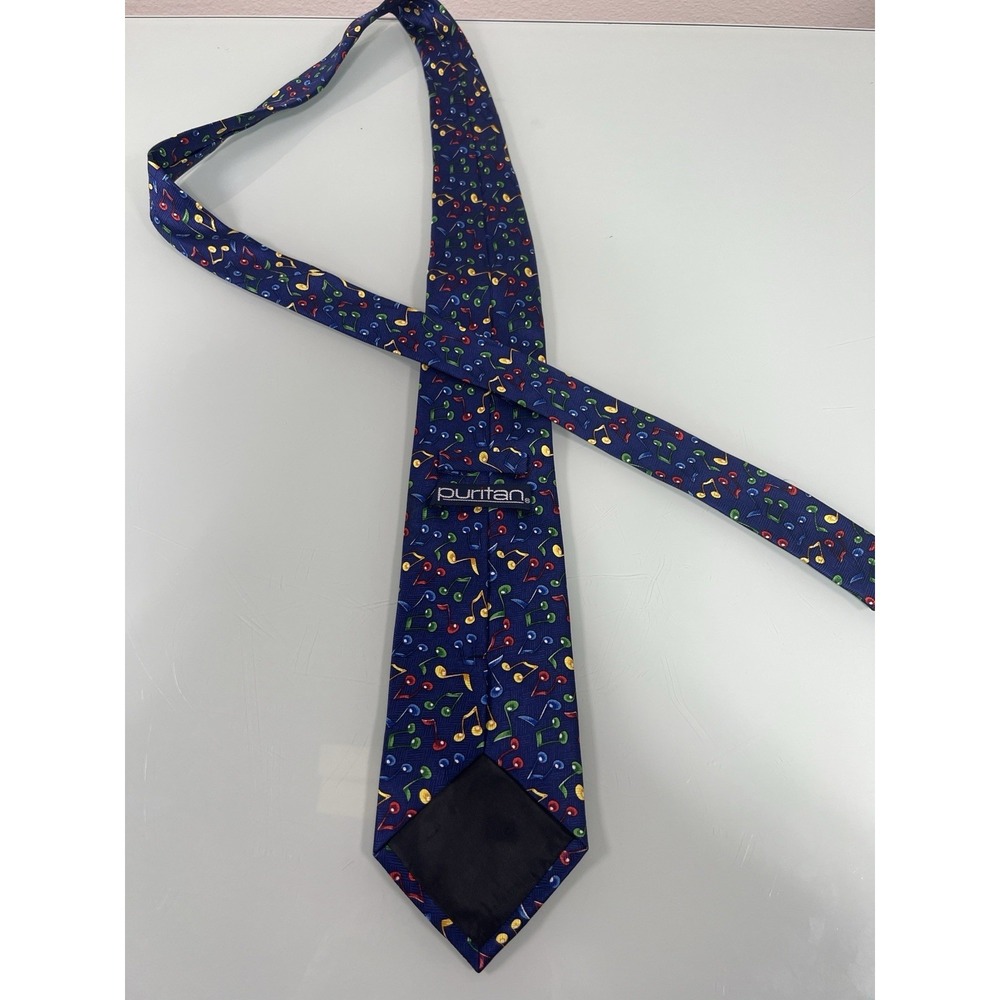Puritan Silk Music Note Tie Blue Novelty Teacher Band Choir‎ Gift - Picture 3 of 6
